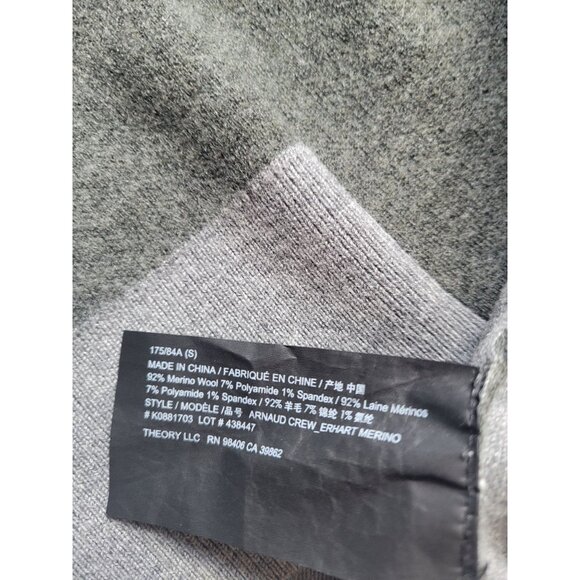 Theory Gray Long Sleeve Merino Wool Sweater Size S Office Wear Wedding Casual - Picture 8 of 8